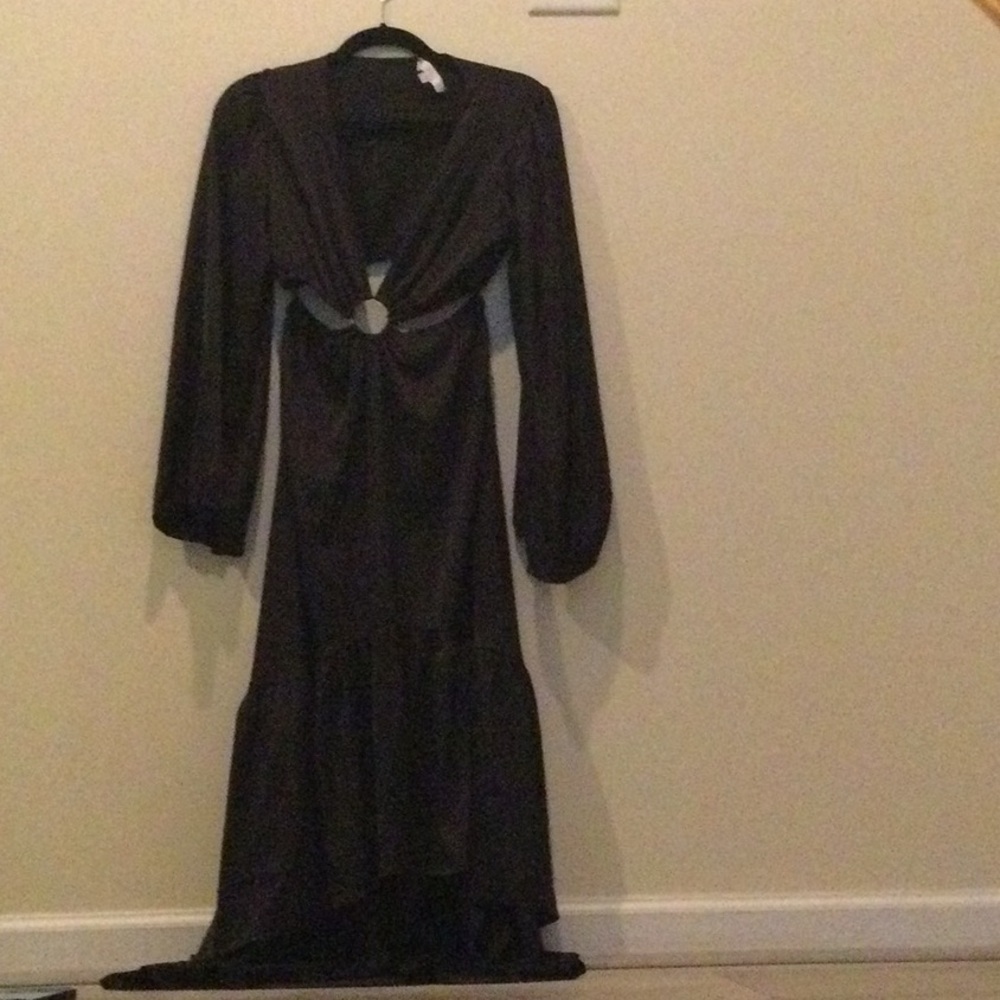 Black Long Sleeve Maxi Dress With Cutouts